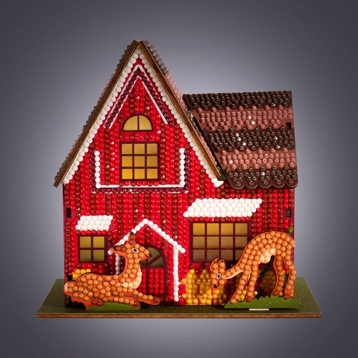 Diamond Art Club - Gem House - Farm House: Round with 26 Colors / 4,989 / 5.5" x 4.1" x 3.1" (14cm x 10.5cm x 8cm) - Pisgah Needleworks