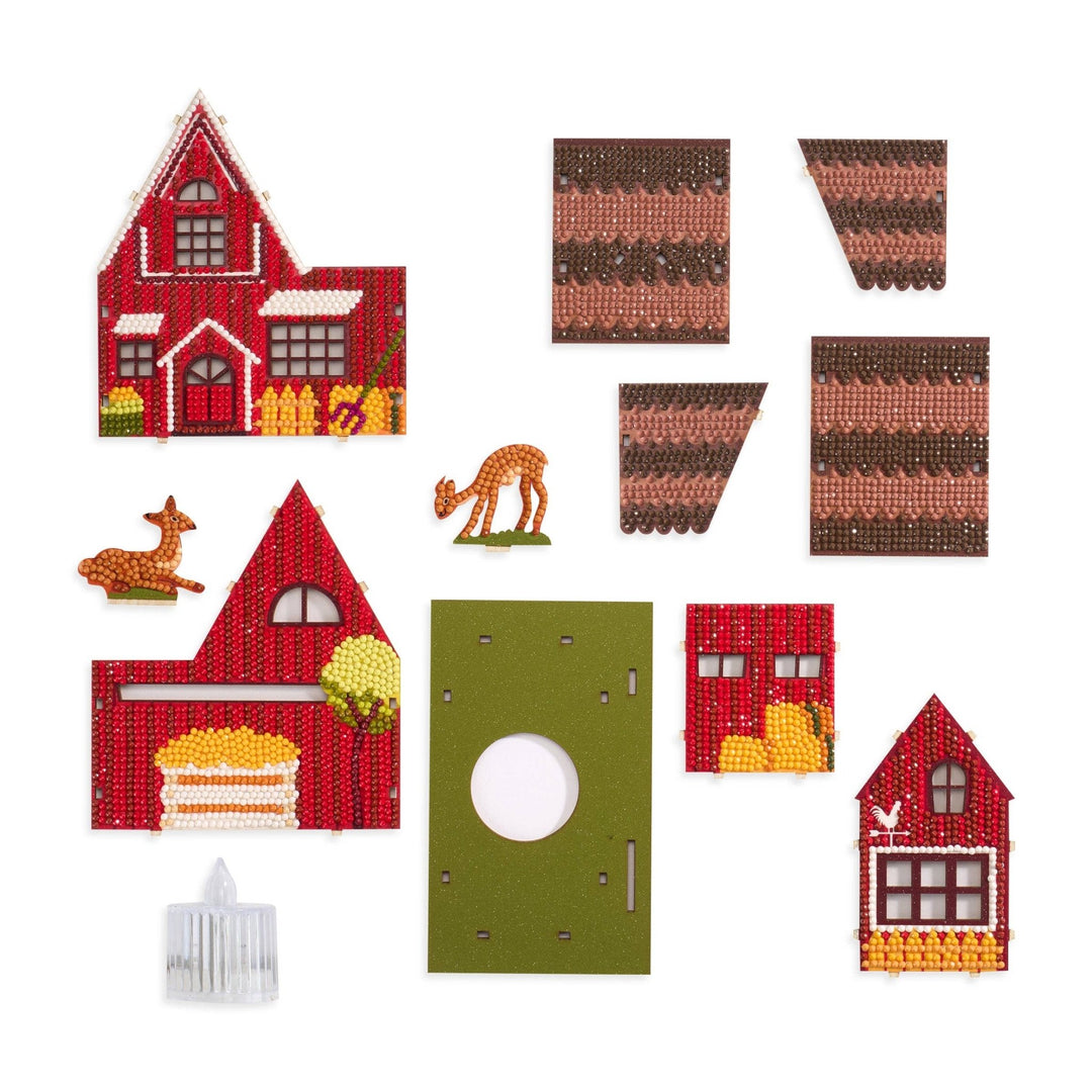 Diamond Art Club - Gem House - Farm House: Round with 26 Colors / 4,989 / 5.5" x 4.1" x 3.1" (14cm x 10.5cm x 8cm) - Pisgah Needleworks