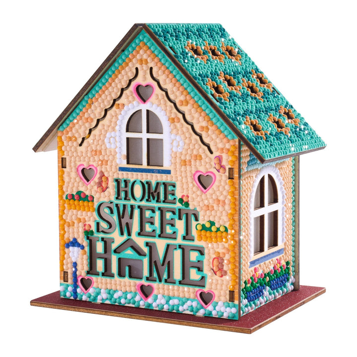 Diamond Art Club - Gem House - Home Sweet Home: Round with 21 Colors / 4,503 / 5.5" x 4.1" x 3.1" (14cm x 10.5cm x 8cm) - Pisgah Needleworks