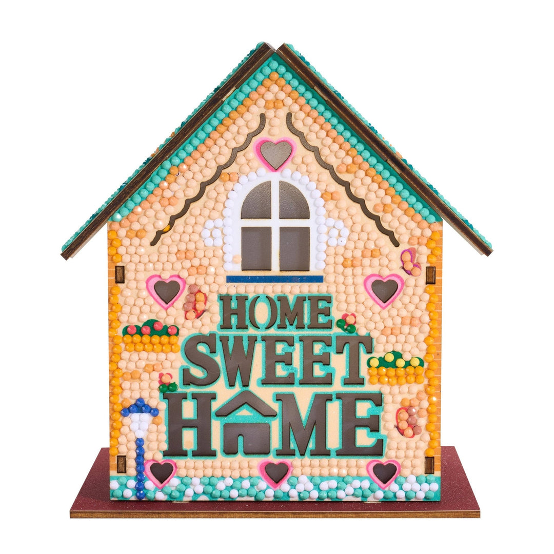 Diamond Art Club - Gem House - Home Sweet Home: Round with 21 Colors / 4,503 / 5.5" x 4.1" x 3.1" (14cm x 10.5cm x 8cm) - Pisgah Needleworks