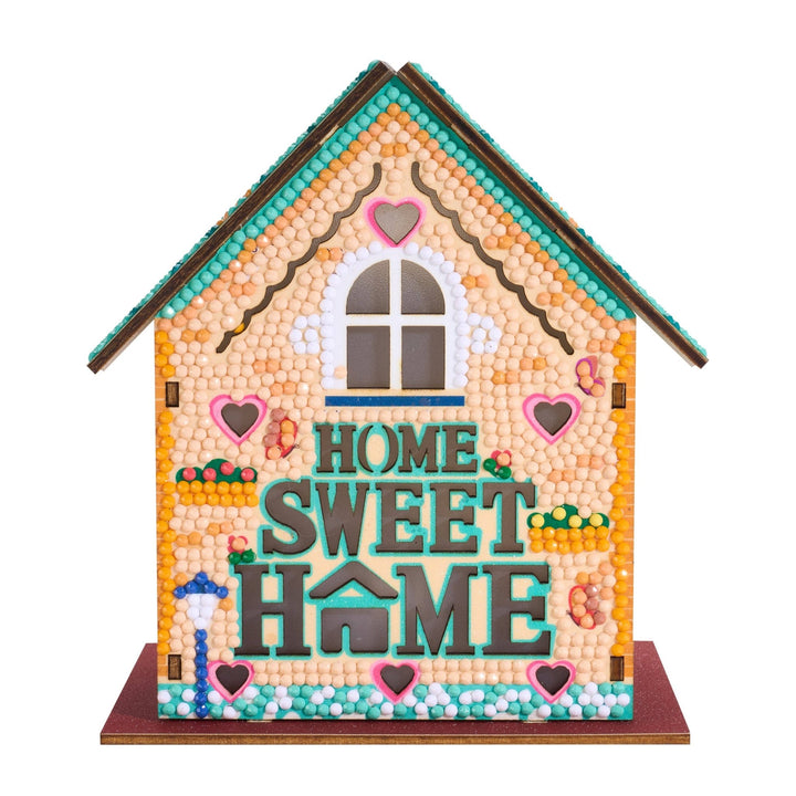Diamond Art Club - Gem House - Home Sweet Home: Round with 21 Colors / 4,503 / 5.5" x 4.1" x 3.1" (14cm x 10.5cm x 8cm) - Pisgah Needleworks