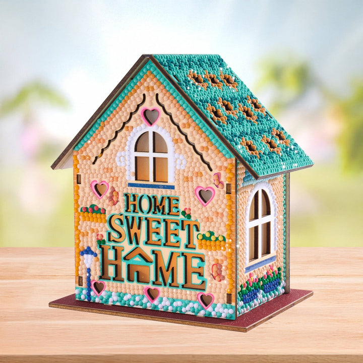 Diamond Art Club - Gem House - Home Sweet Home: Round with 21 Colors / 4,503 / 5.5" x 4.1" x 3.1" (14cm x 10.5cm x 8cm) - Pisgah Needleworks