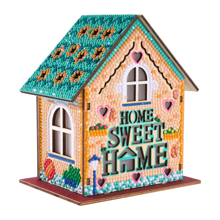 Diamond Art Club - Gem House - Home Sweet Home: Round with 21 Colors / 4,503 / 5.5" x 4.1" x 3.1" (14cm x 10.5cm x 8cm) - Pisgah Needleworks
