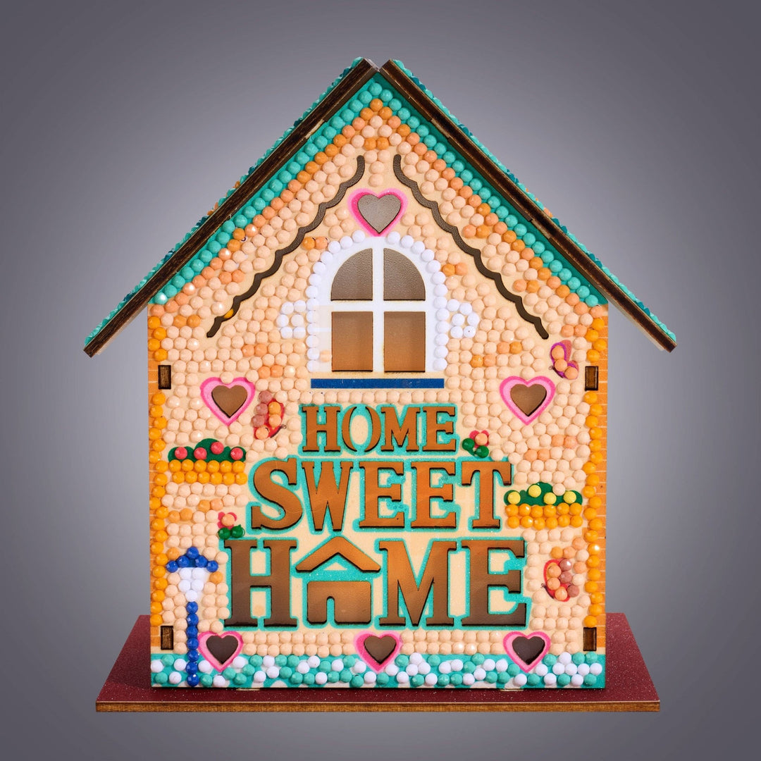 Diamond Art Club - Gem House - Home Sweet Home: Round with 21 Colors / 4,503 / 5.5" x 4.1" x 3.1" (14cm x 10.5cm x 8cm) - Pisgah Needleworks