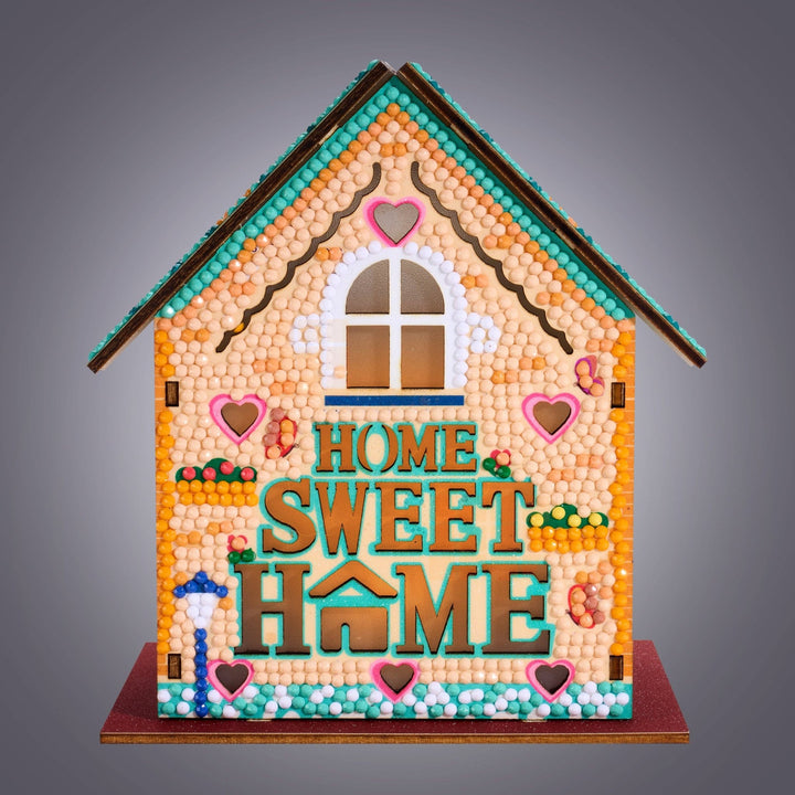 Diamond Art Club - Gem House - Home Sweet Home: Round with 21 Colors / 4,503 / 5.5" x 4.1" x 3.1" (14cm x 10.5cm x 8cm) - Pisgah Needleworks