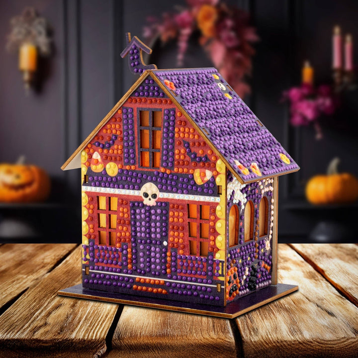 Diamond Art Club Gem House Pumpkin Glow Manor Diamond Painting Kit - Pisgah Needleworks