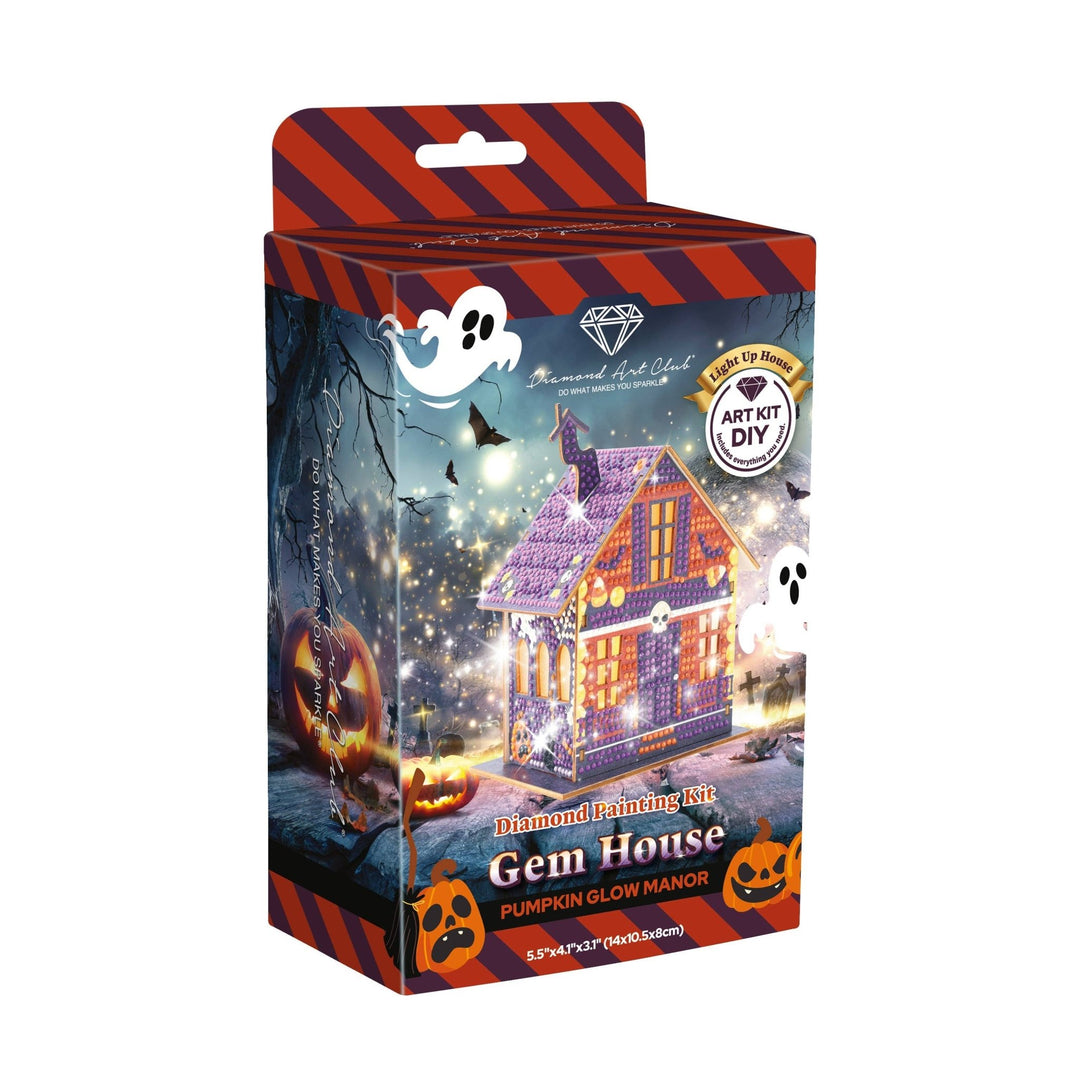 Diamond Art Club Gem House Pumpkin Glow Manor Diamond Painting Kit - Pisgah Needleworks