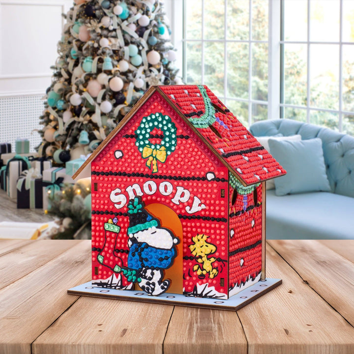Diamond Art Club – Gem House: The Peanuts Holiday 3D Snoopy Diamond Painting Model (Round Drill, 5.4" x 4.9" x 3") - Pisgah Needleworks