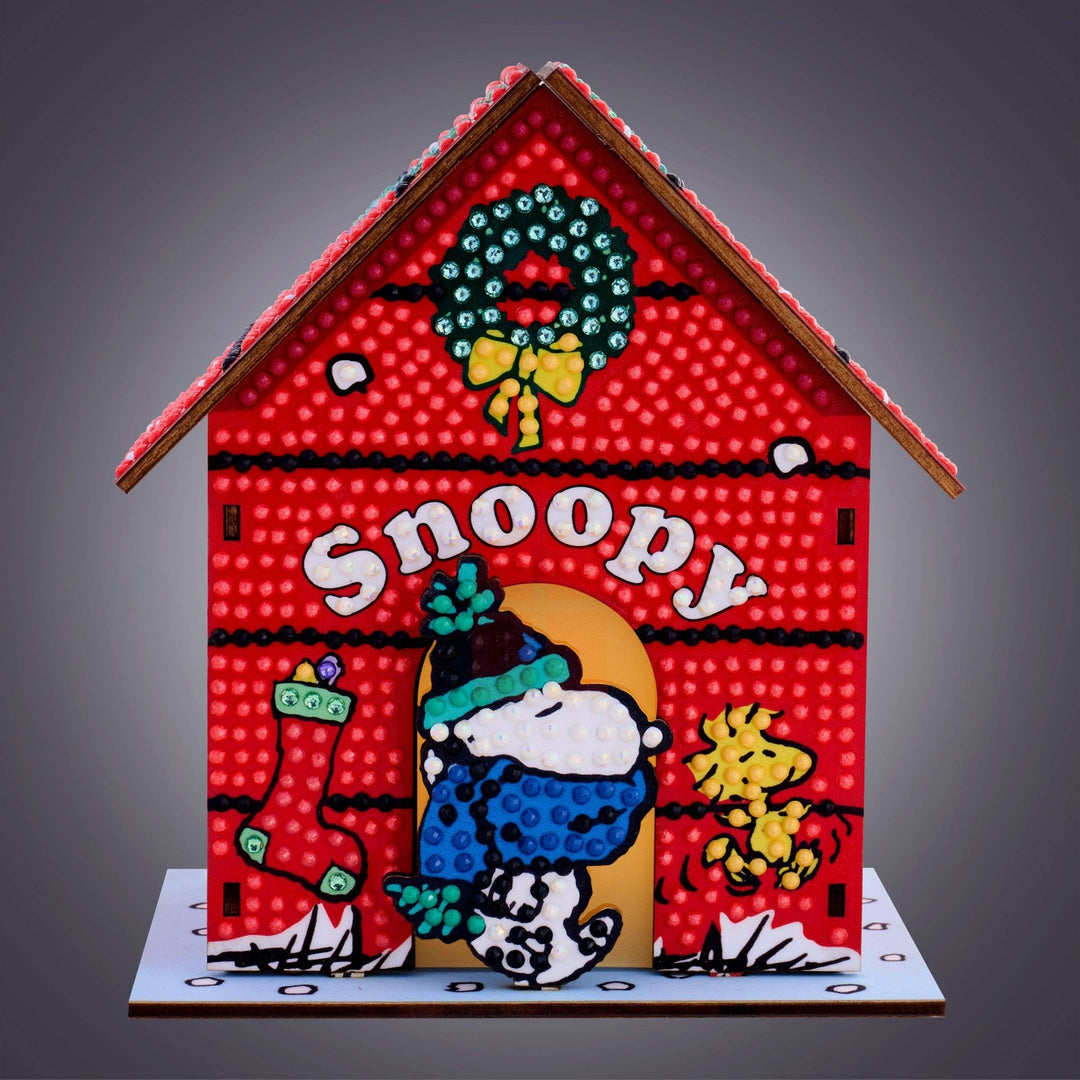 Diamond Art Club – Gem House: The Peanuts Holiday 3D Snoopy Diamond Painting Model (Round Drill, 5.4" x 4.9" x 3") - Pisgah Needleworks