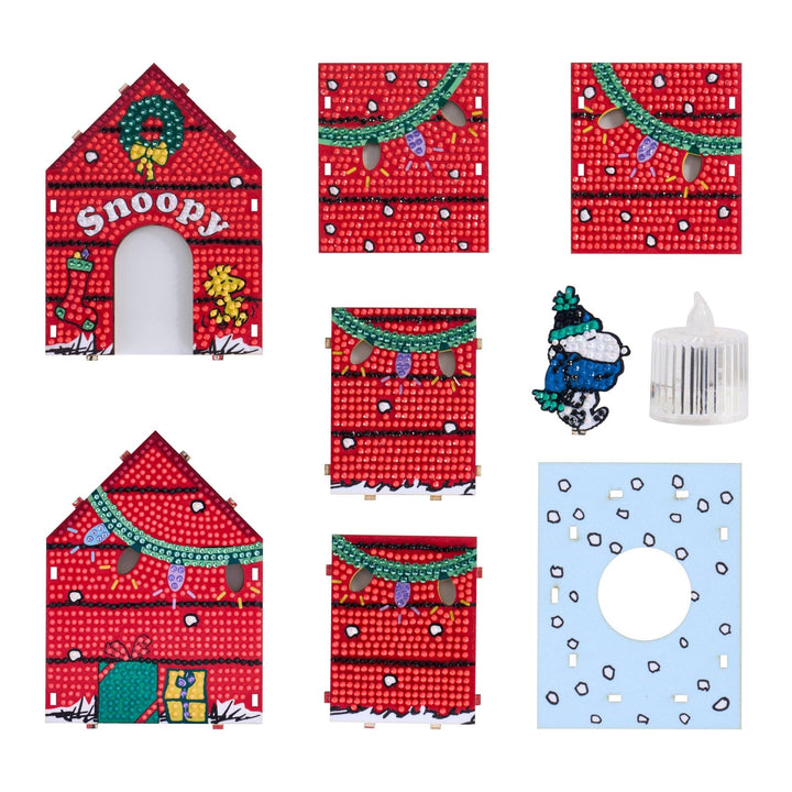Diamond Art Club – Gem House: The Peanuts Holiday 3D Snoopy Diamond Painting Model (Round Drill, 5.4" x 4.9" x 3") - Pisgah Needleworks