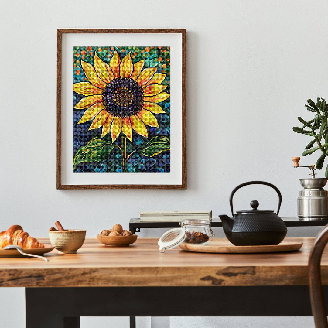 Diamond Art Club – Golden Majesty Sunflower Diamond Painting (Round Drill, 13" x 17") - Pisgah Needleworks