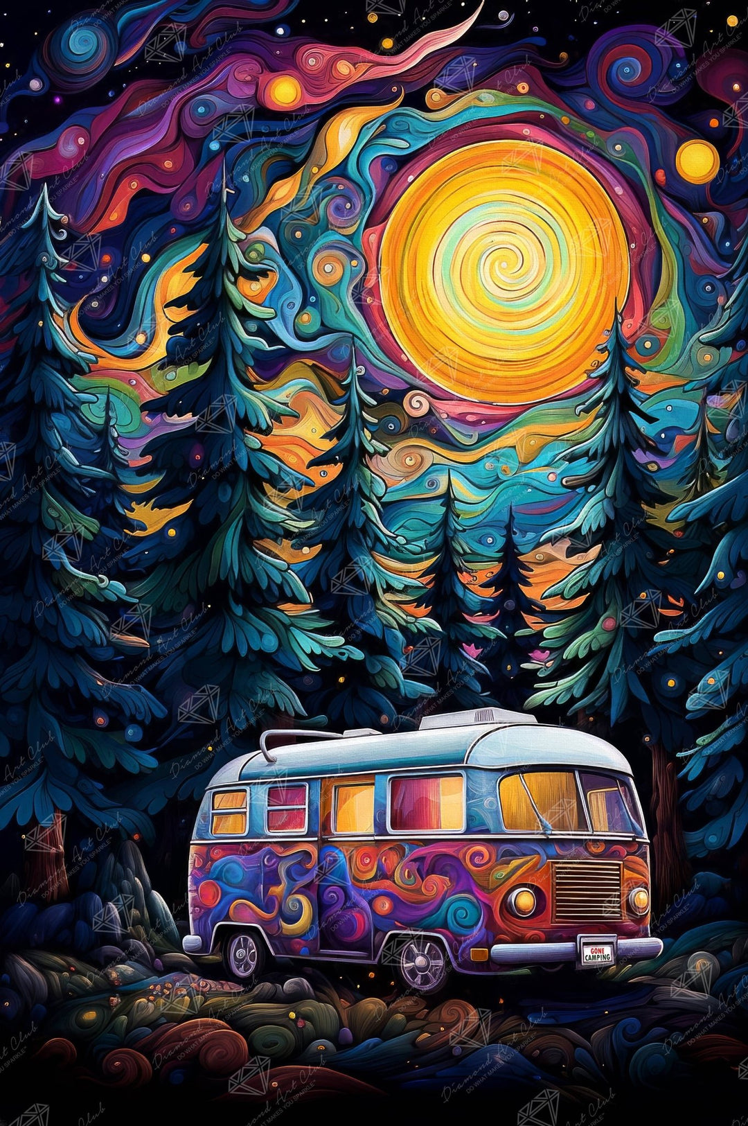 Diamond Art Club Gone Camping Round Diamond Painting Kit - Pisgah Needleworks