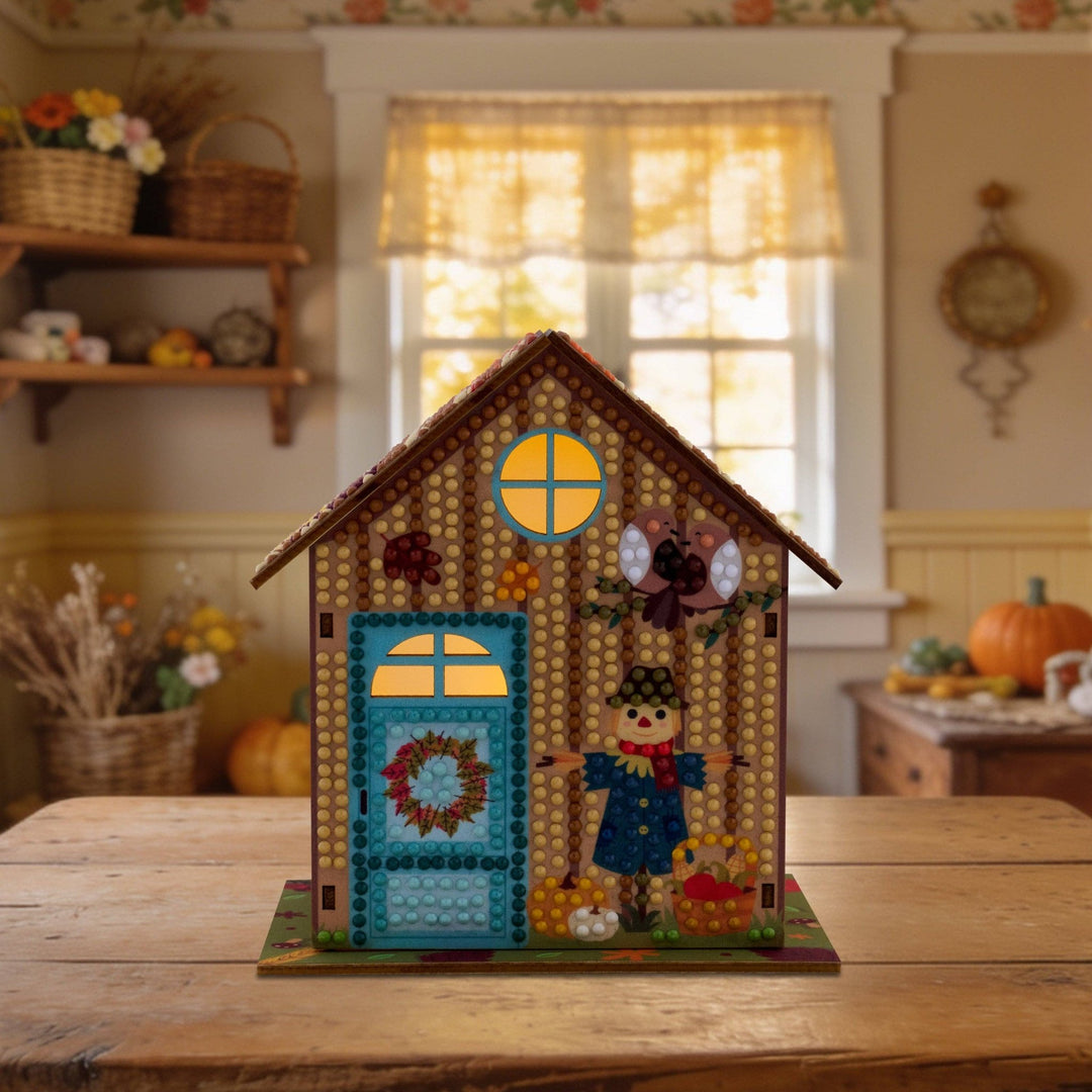 Diamond Art Club - Harvest Haven - Gem House: Round with 38 Colors / 415 / 5.5" x 4.1" x 3.1" (14 x 10.5 x 8cm) - Pisgah Needleworks