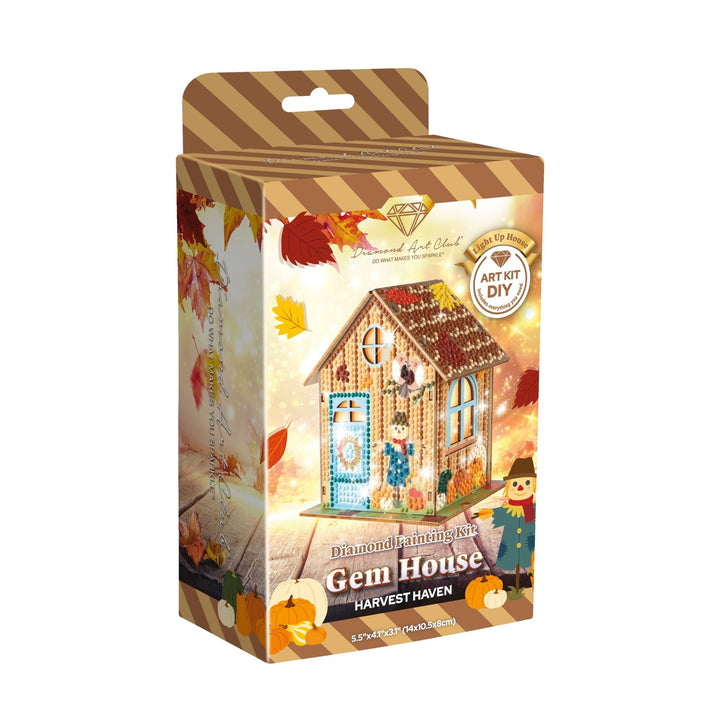 Diamond Art Club - Harvest Haven - Gem House: Round with 38 Colors / 415 / 5.5" x 4.1" x 3.1" (14 x 10.5 x 8cm) - Pisgah Needleworks