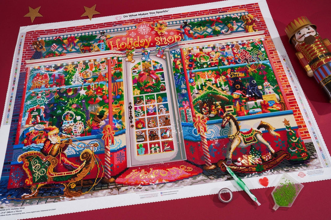 Diamond Art Club - Holiday Shop: Square with 64 Colors including 3 ABs and 3 Fairy Dust Diamonds / 110,433 / 38.6" x 27.6" (98cm x 70cm) - Pisgah Needleworks