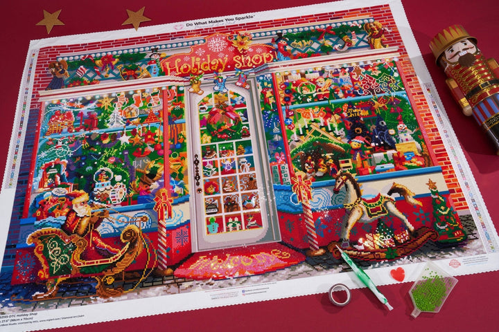 Diamond Art Club - Holiday Shop: Square with 64 Colors including 3 ABs and 3 Fairy Dust Diamonds / 110,433 / 38.6" x 27.6" (98cm x 70cm) - Pisgah Needleworks