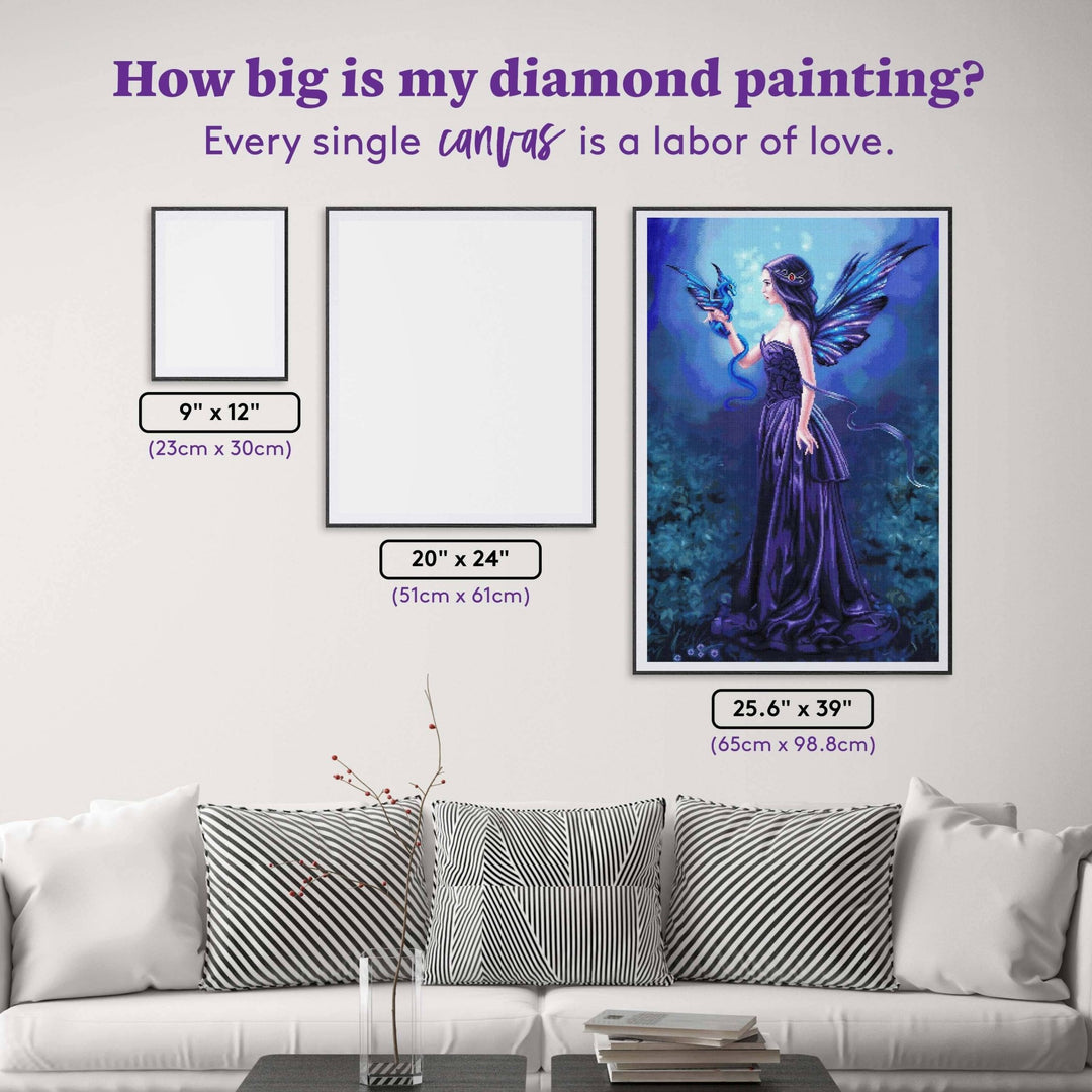 Diamond Art Club Iridescent Fairy and Dragon Square Diamond Painting Kit - Pisgah Needleworks