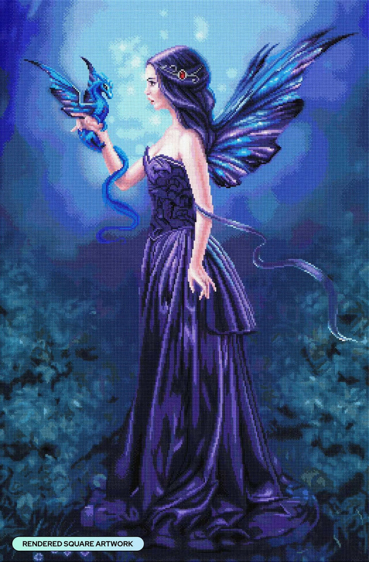 Diamond Art Club Iridescent Fairy and Dragon Square Diamond Painting Kit - Pisgah Needleworks