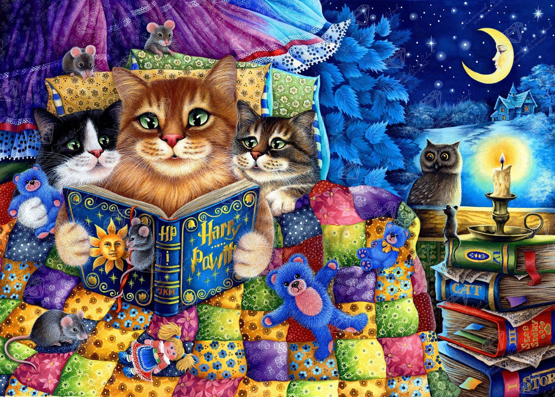 Diamond Art Club Kitten Bedtime Stories Diamond Painting Kit - Pisgah Needleworks