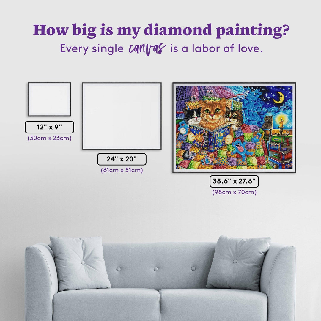 Diamond Art Club Kitten Bedtime Stories Diamond Painting Kit - Pisgah Needleworks