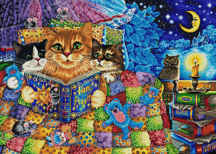 Diamond Art Club Kitten Bedtime Stories Diamond Painting Kit - Pisgah Needleworks