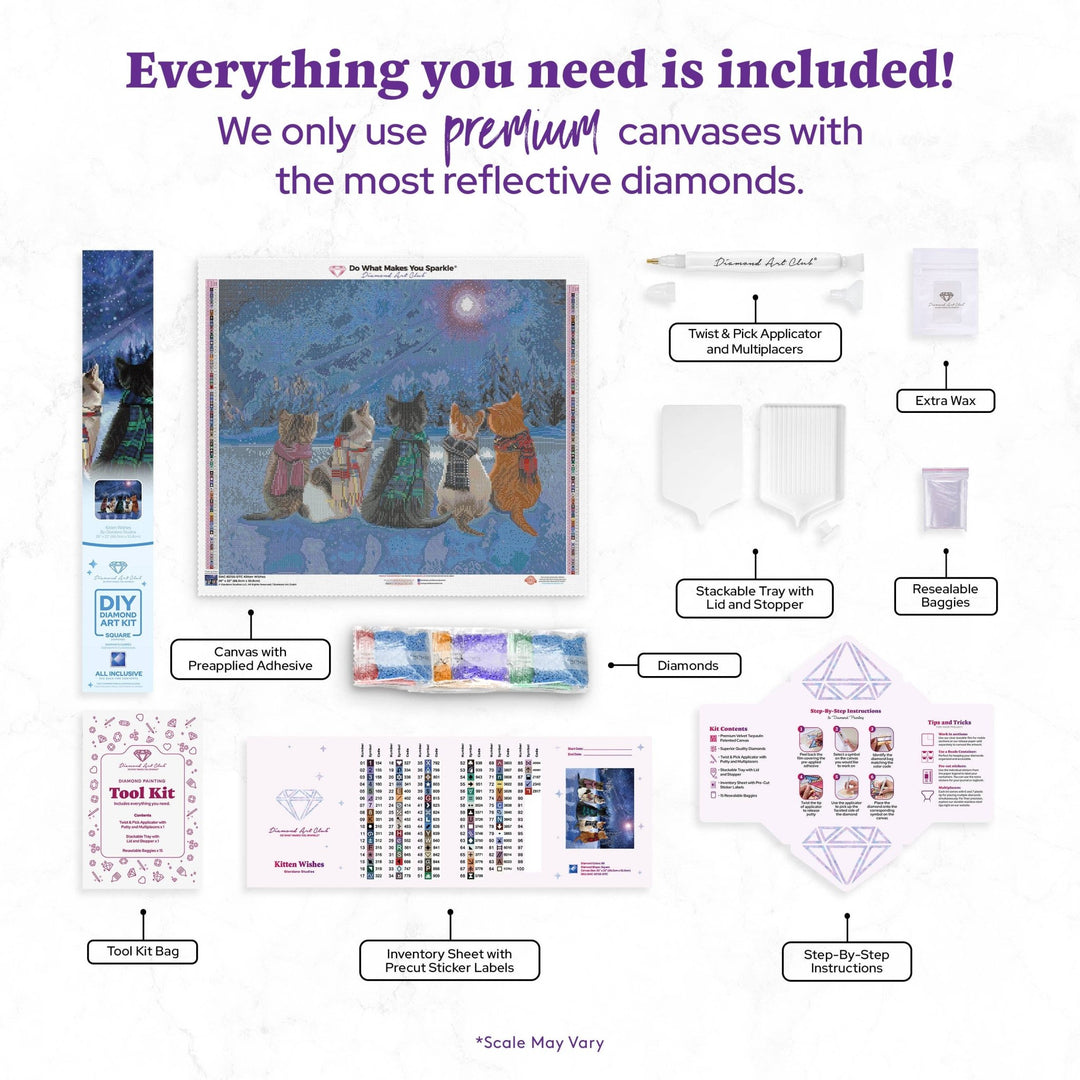 Diamond Art Club Kitten Wishes Diamond Painting Kit - Pisgah Needleworks