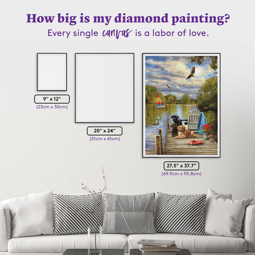 Diamond Art Club Lake Dogs Diamond Painting Kit - Pisgah Needleworks