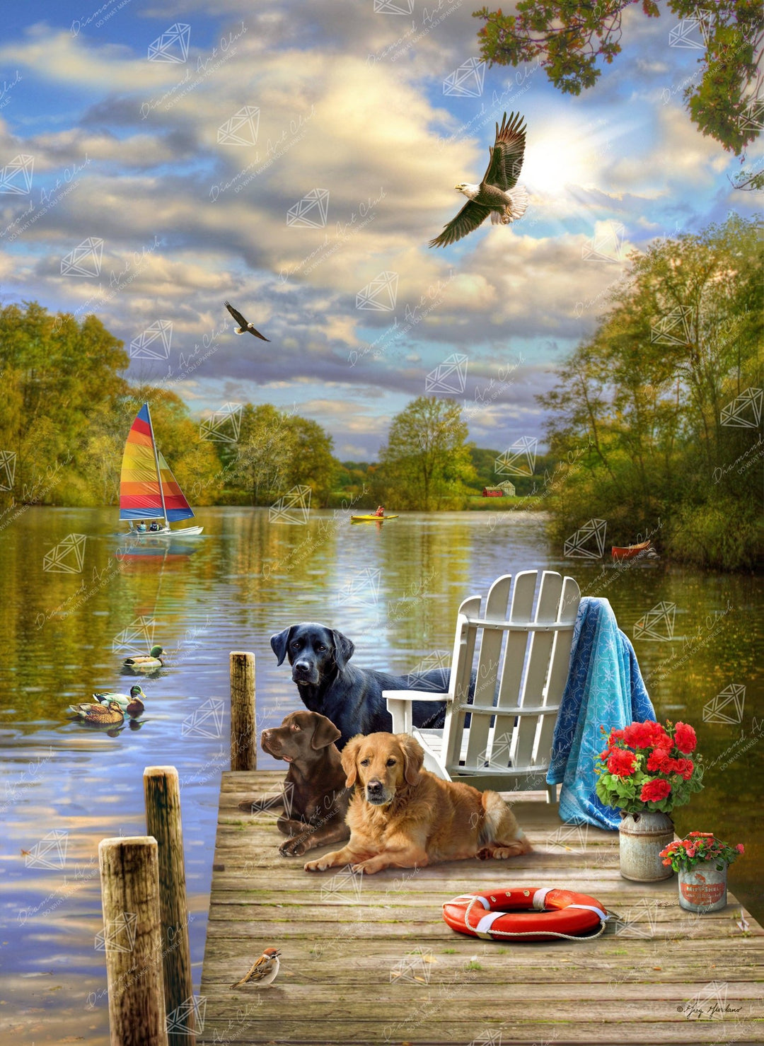 Diamond Art Club Lake Dogs Diamond Painting Kit - Pisgah Needleworks