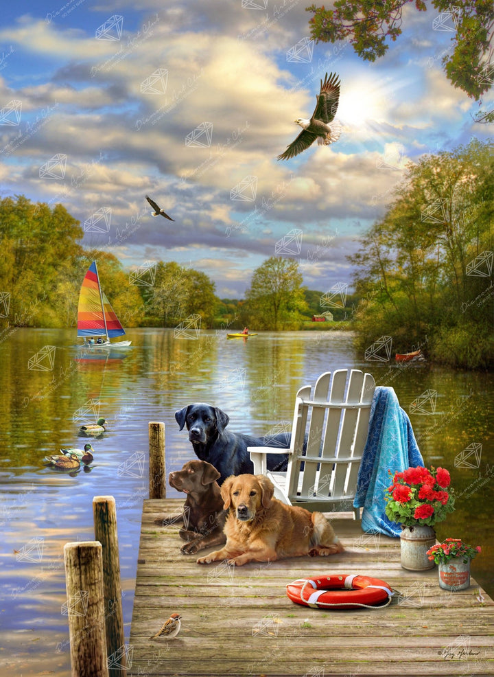 Diamond Art Club Lake Dogs Diamond Painting Kit - Pisgah Needleworks