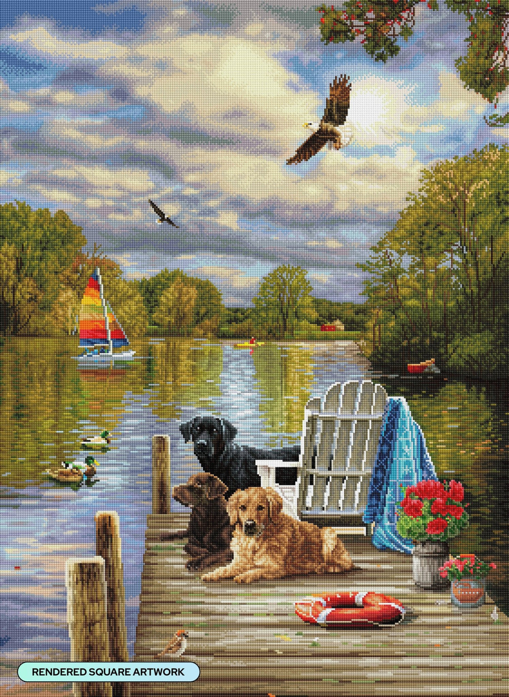 Diamond Art Club Lake Dogs Diamond Painting Kit - Pisgah Needleworks