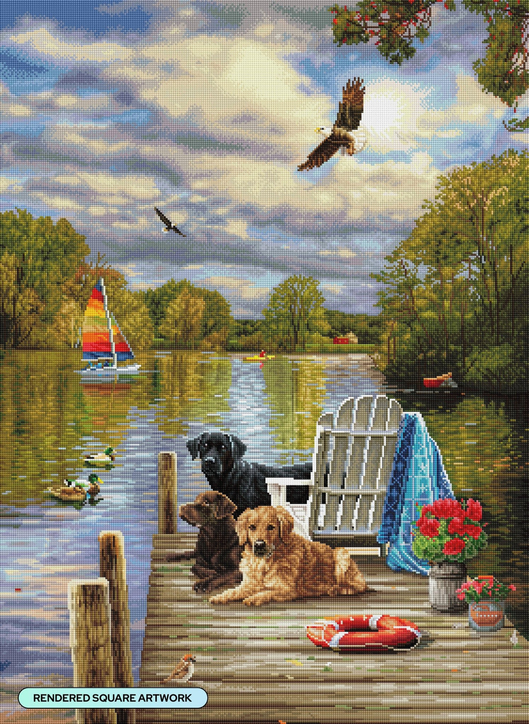 Diamond Art Club Lake Dogs Diamond Painting Kit - Pisgah Needleworks