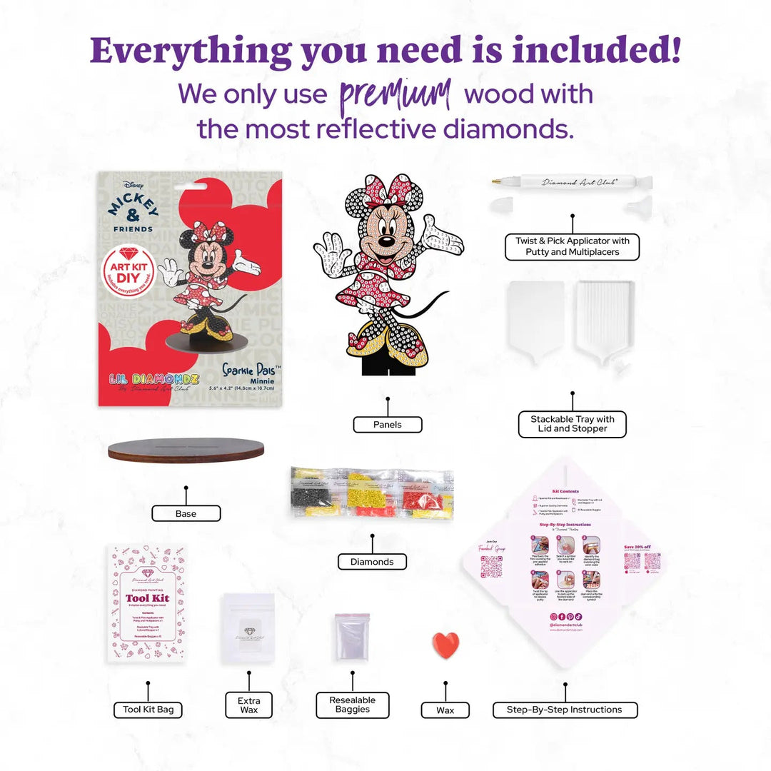 Diamond Art Club Lil Diamondz Sparkle Pals Minnie Mouse | Disney Diamond Art Kit - Pisgah Needleworks