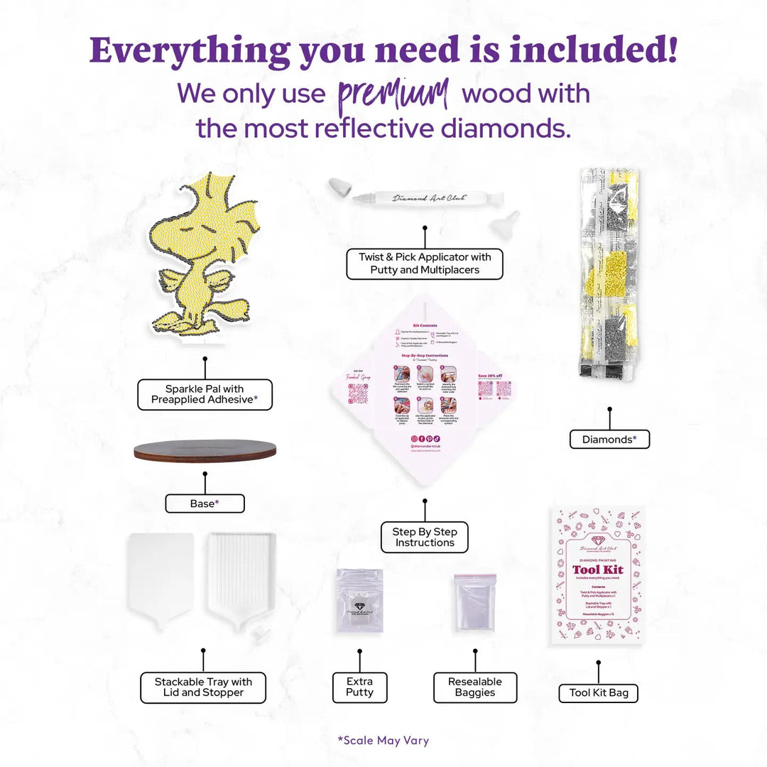 Diamond Art Club Lil Diamondz Sparkle Pals Woodstock | Peanuts Diamond Art Kit - Pisgah Needleworks