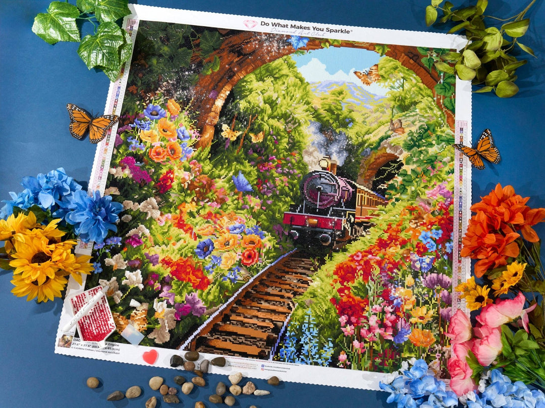 Diamond Art Club Little Engine Square Diamond Painting Kit - Pisgah Needleworks