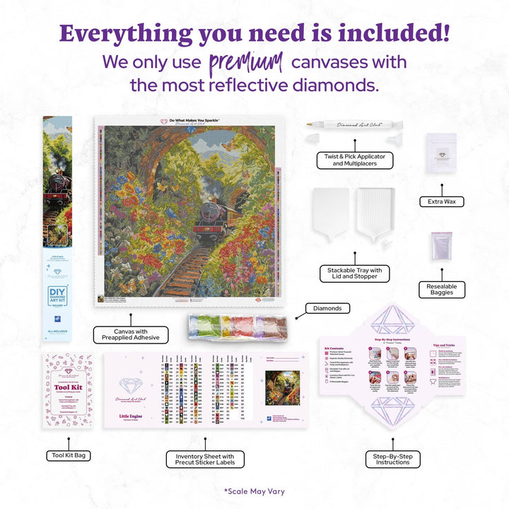 Diamond Art Club Little Engine Square Diamond Painting Kit - Pisgah Needleworks