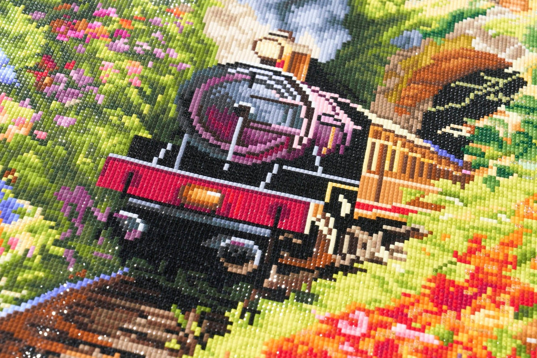 Diamond Art Club Little Engine Square Diamond Painting Kit - Pisgah Needleworks