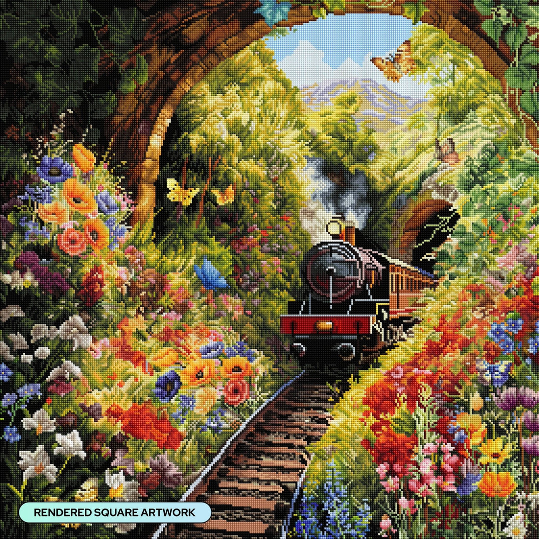 Diamond Art Club Little Engine Square Diamond Painting Kit - Pisgah Needleworks