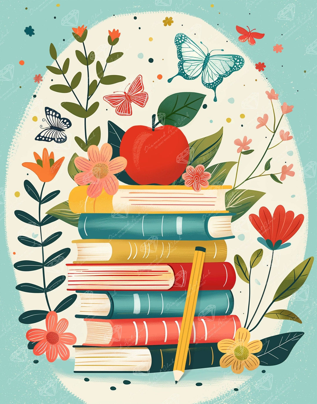 Diamond Art Club - Love of Learning: Round with 48 Colors including 2 ABs and 4 Fairy Dust Diamonds / 51,914 / 22" x 28" (55.6cm x 70.7cm) - Pisgah Needleworks