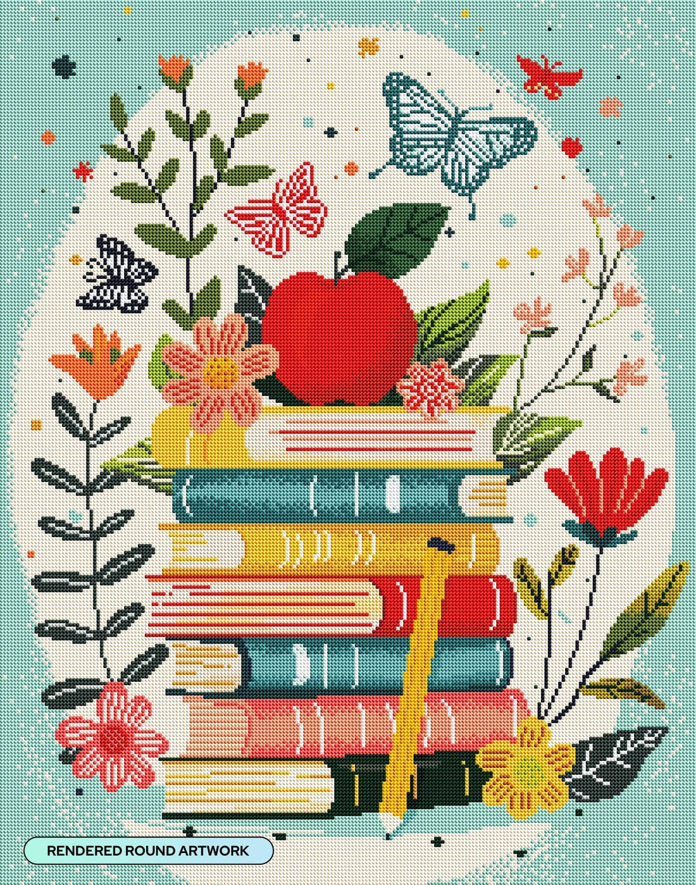 Diamond Art Club - Love of Learning: Round with 48 Colors including 2 ABs and 4 Fairy Dust Diamonds / 51,914 / 22" x 28" (55.6cm x 70.7cm) - Pisgah Needleworks