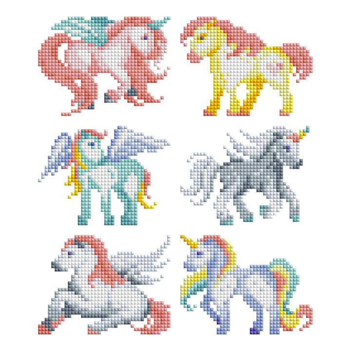Diamond Art Club - Mini Dazzles™ - Magical Ponies: Square With 18 Colors Including 2 ABs and 16 Fairy Dust Diamonds / 4,079 / 4" x 6" (10.2cm x 15.2cm) - Pisgah Needleworks