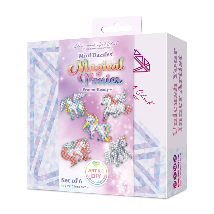 Diamond Art Club - Mini Dazzles™ - Magical Ponies: Square With 18 Colors Including 2 ABs and 16 Fairy Dust Diamonds / 4,079 / 4" x 6" (10.2cm x 15.2cm) - Pisgah Needleworks