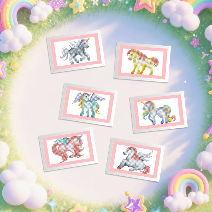 Diamond Art Club - Mini Dazzles™ - Magical Ponies: Square With 18 Colors Including 2 ABs and 16 Fairy Dust Diamonds / 4,079 / 4" x 6" (10.2cm x 15.2cm) - Pisgah Needleworks