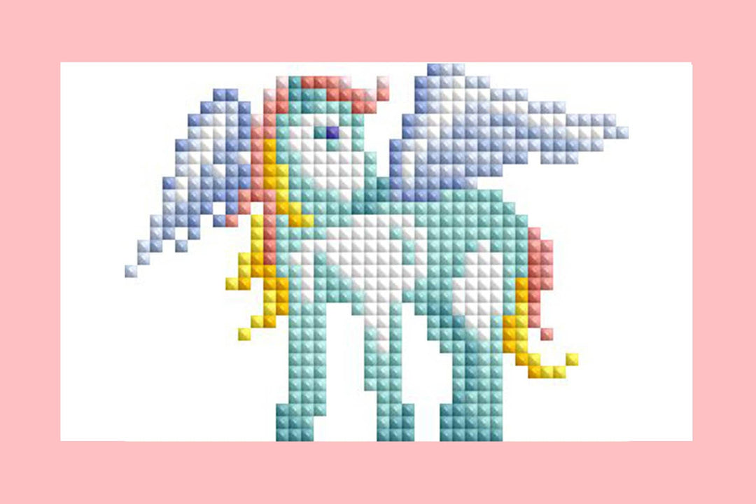 Diamond Art Club - Mini Dazzles™ - Magical Ponies: Square With 18 Colors Including 2 ABs and 16 Fairy Dust Diamonds / 4,079 / 4" x 6" (10.2cm x 15.2cm) - Pisgah Needleworks