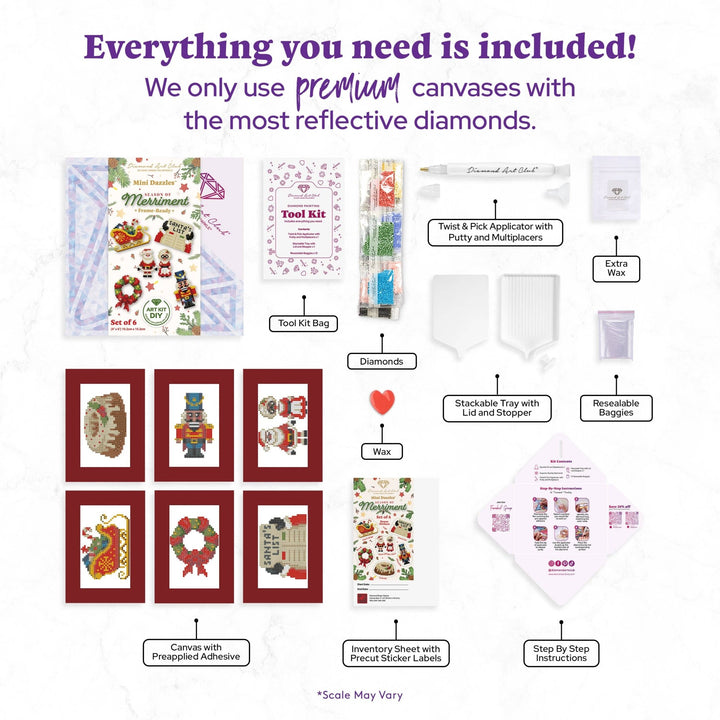 Diamond Art Club - Mini Dazzles™ - Season of Merriment: Square With 20 Colors Including 2 ABs and 18 Fairy Dust Diamonds / 4,553 / 4" x 6" (10.2cm x 15.2cm) - Pisgah Needleworks