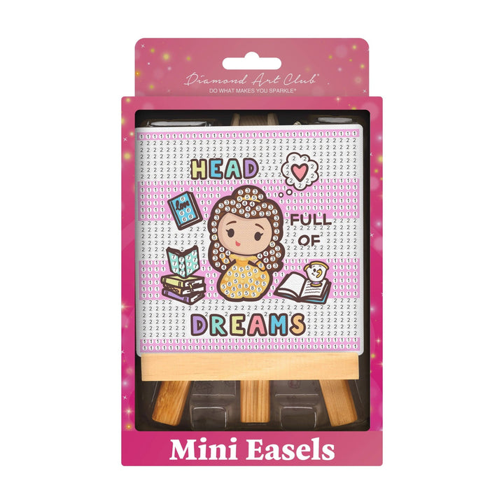 Diamond Art Club - Mini Easels - Head Full of Dreams: Round with 8 Colors / 752 / 3.9" x 3.9" (10cm x 10cm) - Pisgah Needleworks