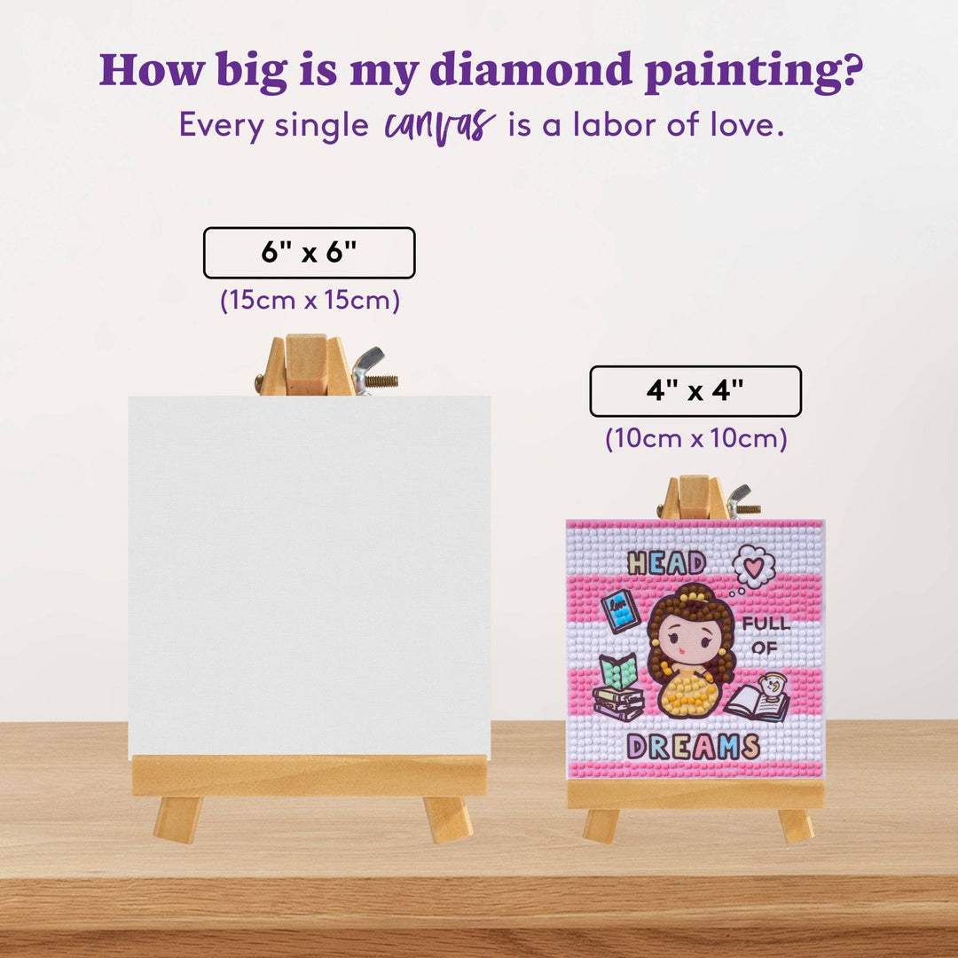 Diamond Art Club - Mini Easels - Head Full of Dreams: Round with 8 Colors / 752 / 3.9" x 3.9" (10cm x 10cm) - Pisgah Needleworks