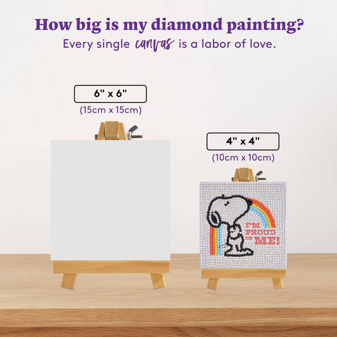 Diamond Art Club Mini Easels™ I'm Proud of Me (Snoopy™) Diamond Painting Kit - Pisgah Needleworks