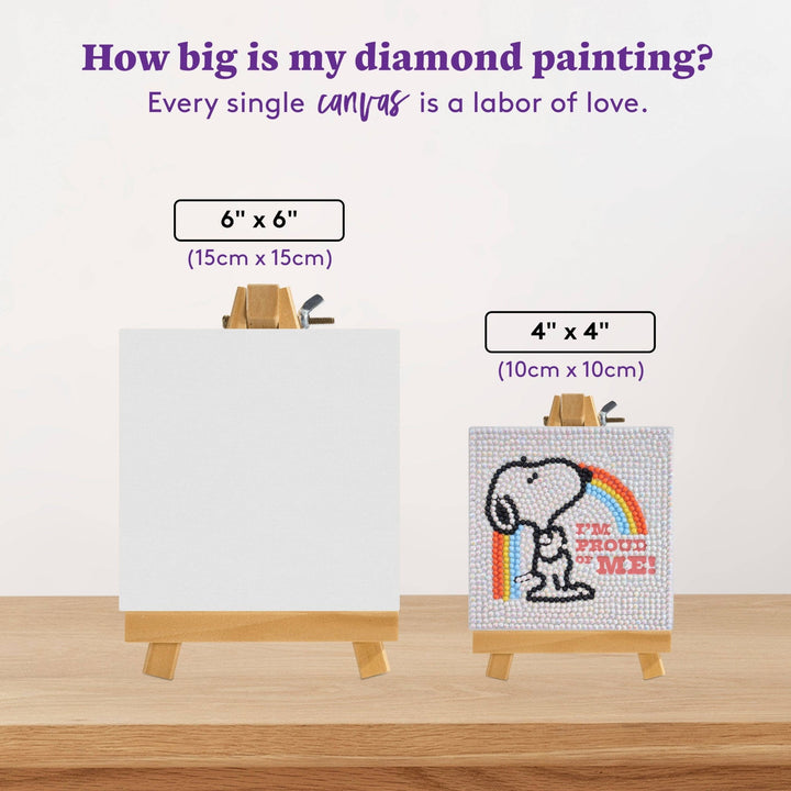 Diamond Art Club Mini Easels™ I'm Proud of Me (Snoopy™) Diamond Painting Kit - Pisgah Needleworks