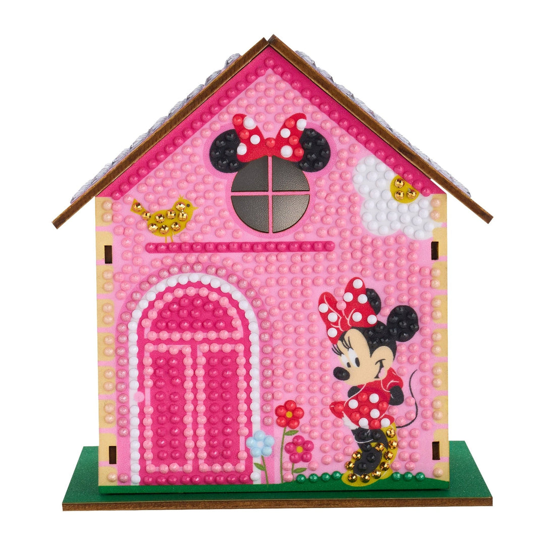 Diamond Art Club - Minnie Mouse - Gem House: Round with 17 Colors including 1 Electro Diamond and 4 Fairy Dust Diamonds / 2,075 / 5.5" x 4.1" x 3.1" (14 x 10.5 x 8cm) - Pisgah Needleworks