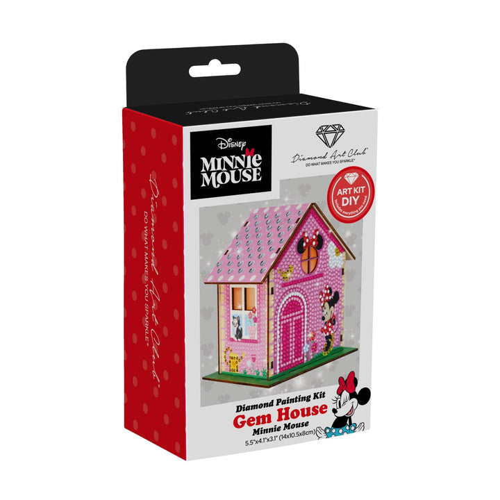 Diamond Art Club - Minnie Mouse - Gem House: Round with 17 Colors including 1 Electro Diamond and 4 Fairy Dust Diamonds / 2,075 / 5.5" x 4.1" x 3.1" (14 x 10.5 x 8cm) - Pisgah Needleworks